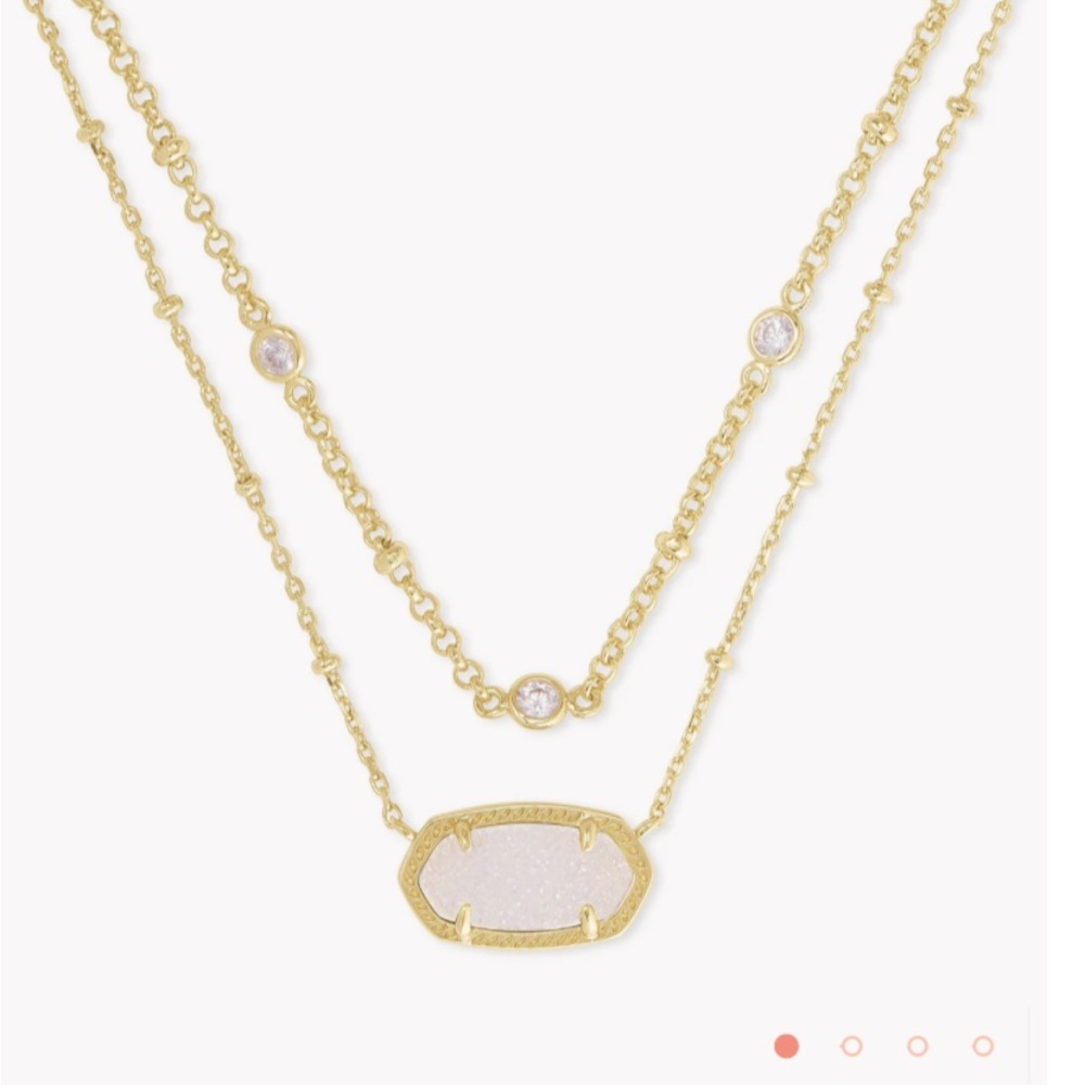 Elisa Gold Multi Strand Necklace in Iridescent Drusy